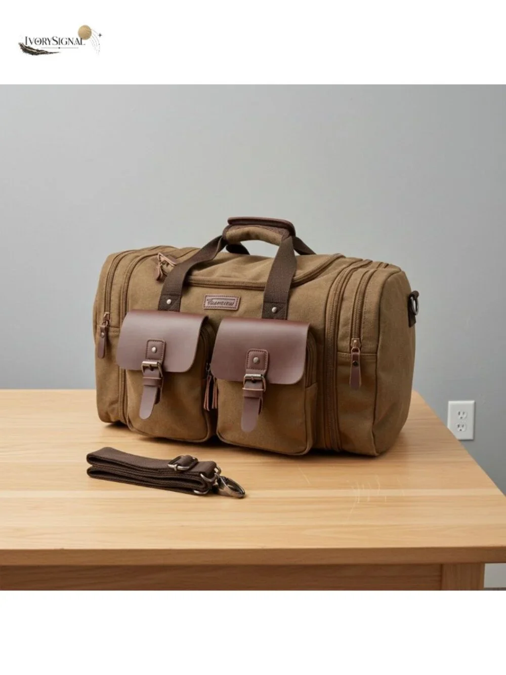 60L Expandable Canvas Leather Travel Duffel Bag Weekender Overnight Carry-On